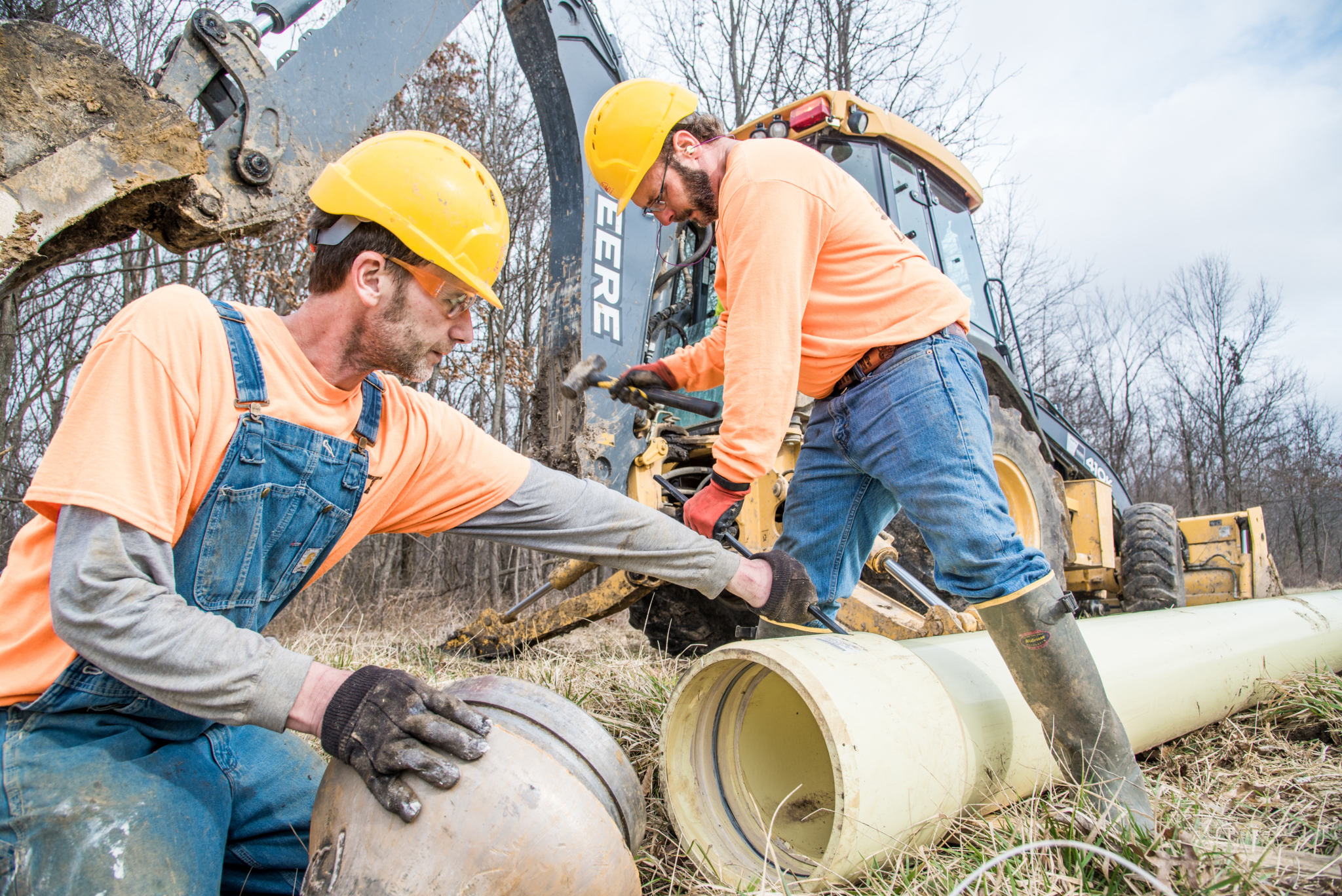 A crew from B&T Drainage of Marshall, Illinois, works on a project putting in a new waterline. B&T Drainage's Chase Boyer says the key to a happy crew is making sure you have the right number of crew members on a job site.